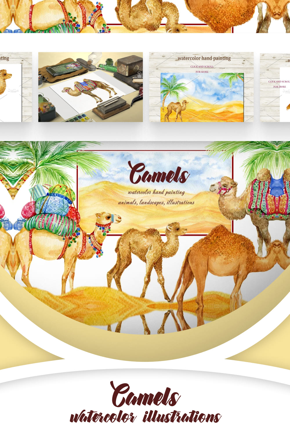 Life camels in a desert.
