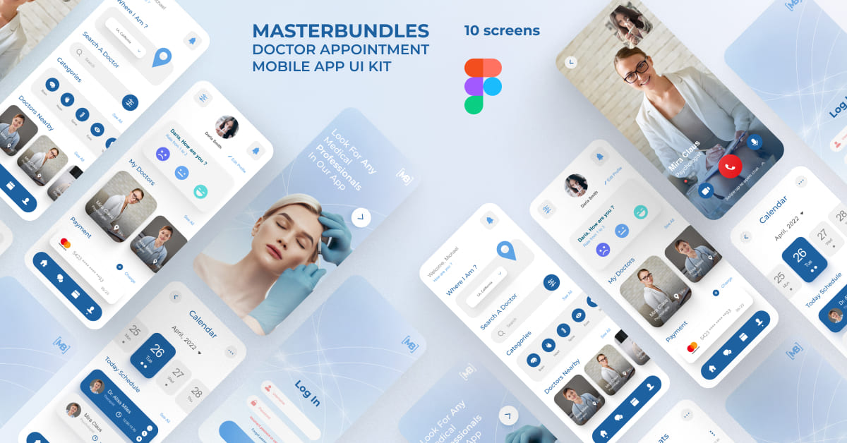 Doctor Appointment Mobile App UI Kit.