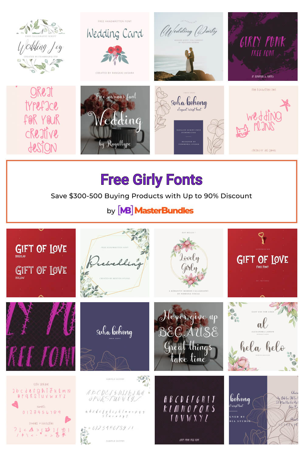 free girly fonts pinterest image.