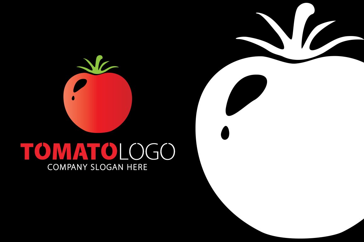 Black glance background with a red tomato logo.