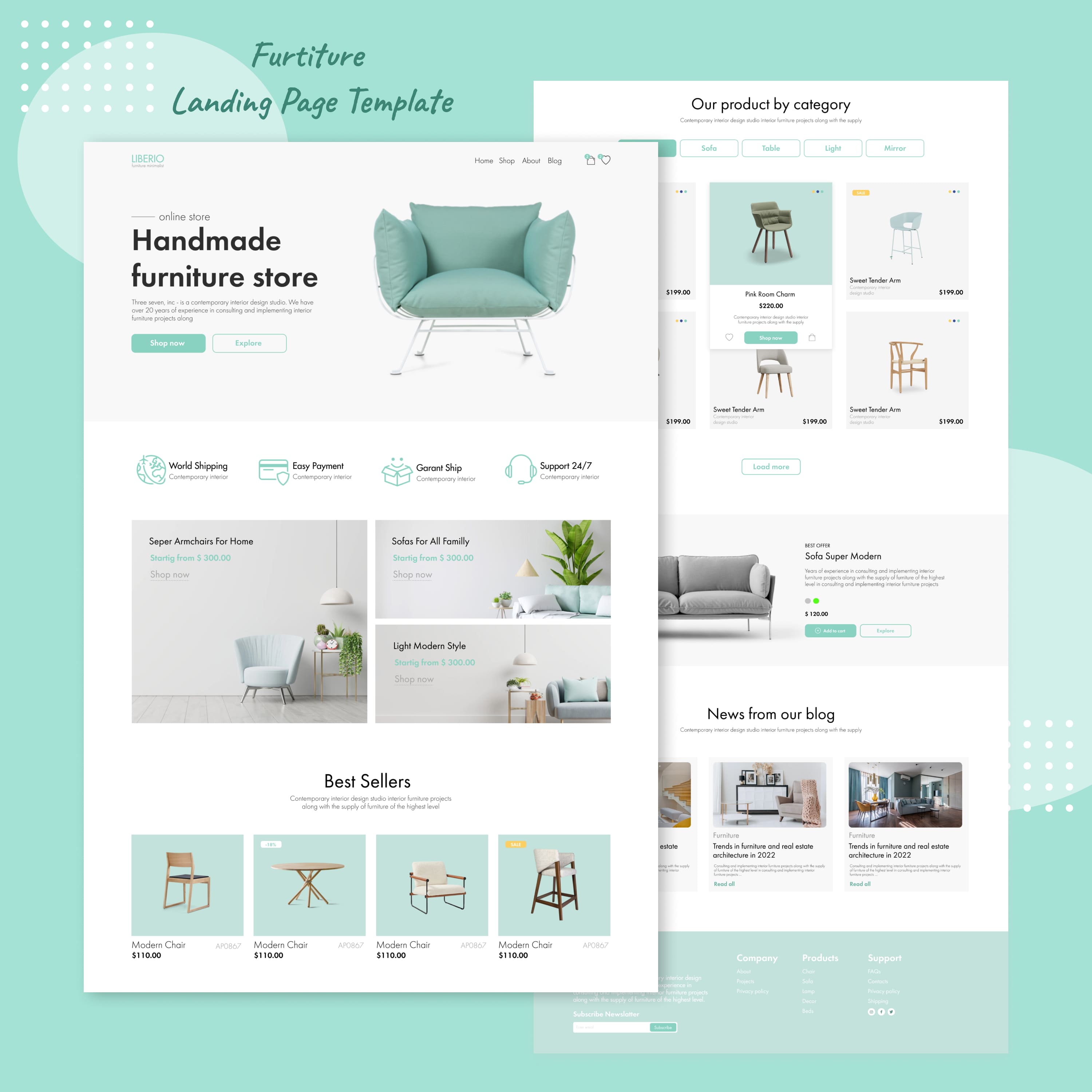 furniture landing page template cover.
