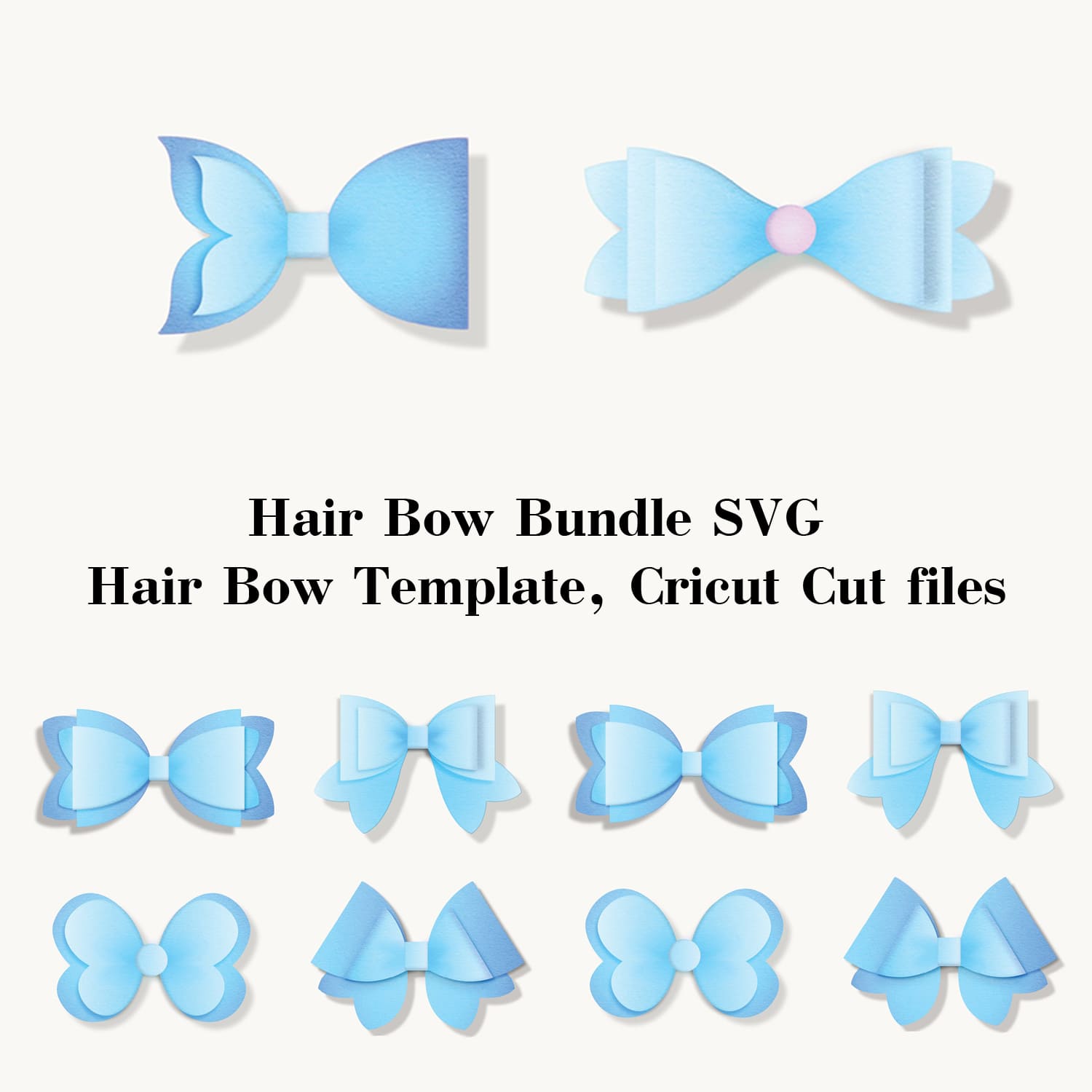 Hair Bow Bundle SVG, Hair Bow Template, Cricut Cut files.