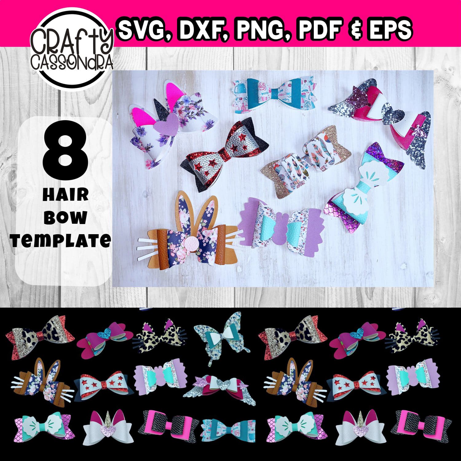 Hair bow svg files - 16 hair bow BUNDLE templates - discount.