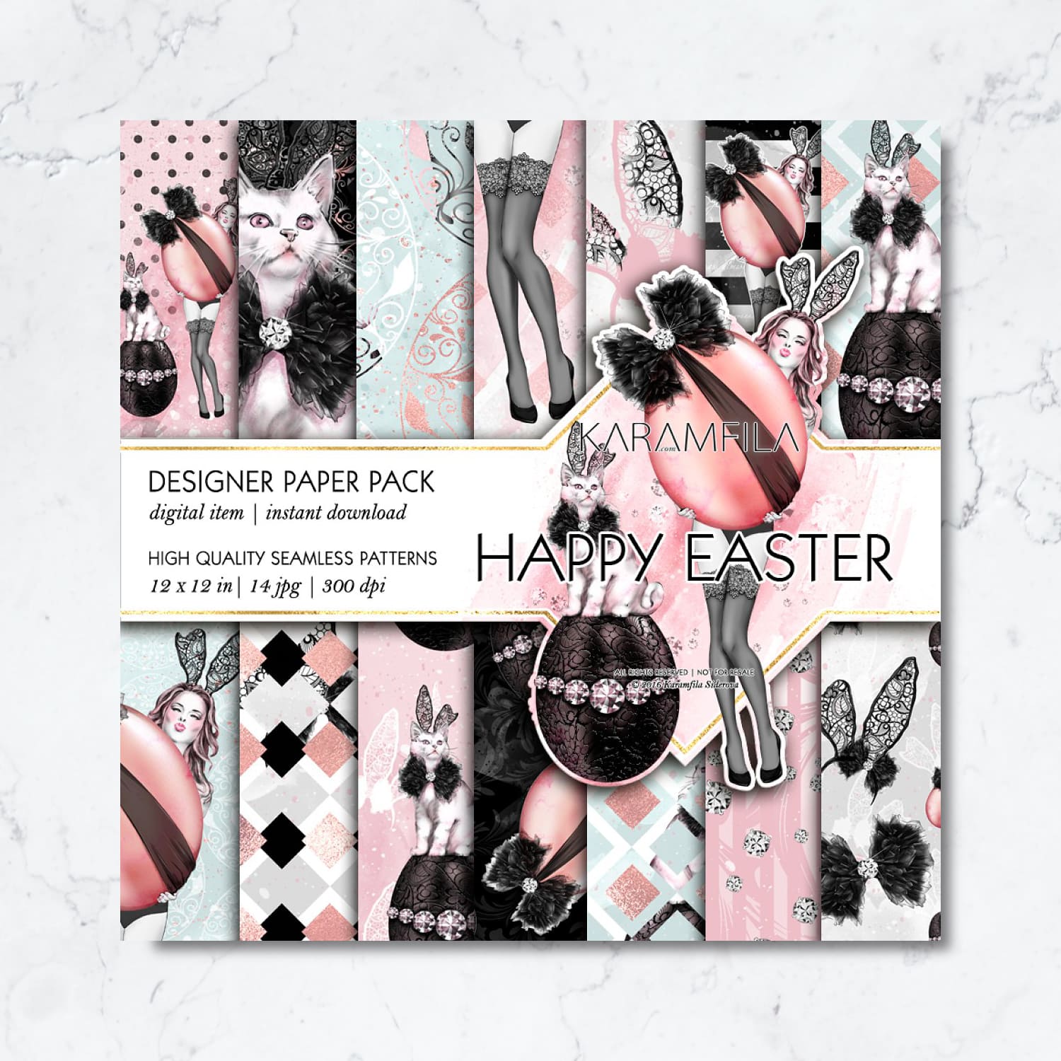 Happy Easter Seamless Patterns cover.
