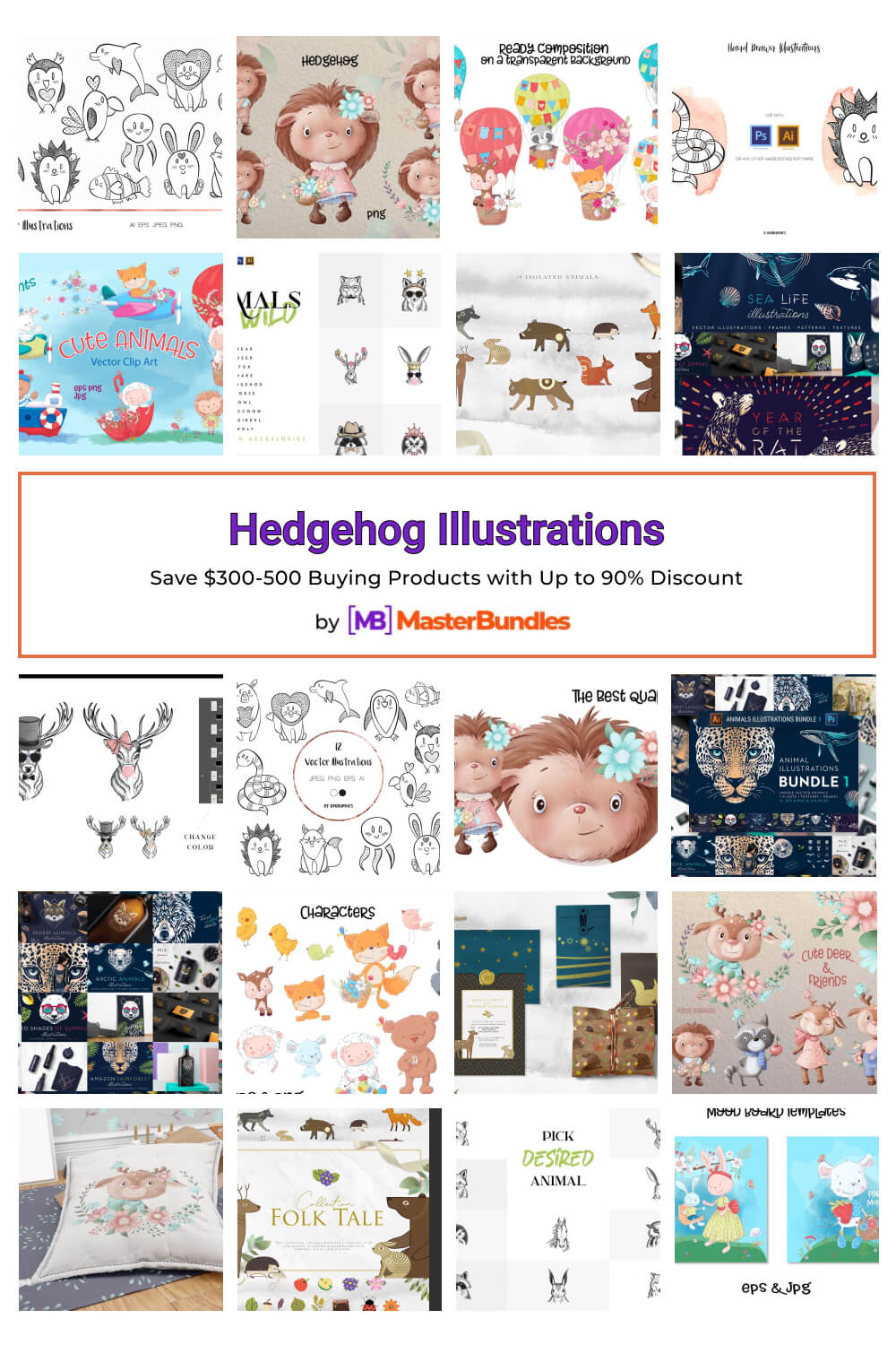 hedgehog illustrations pinterest image.