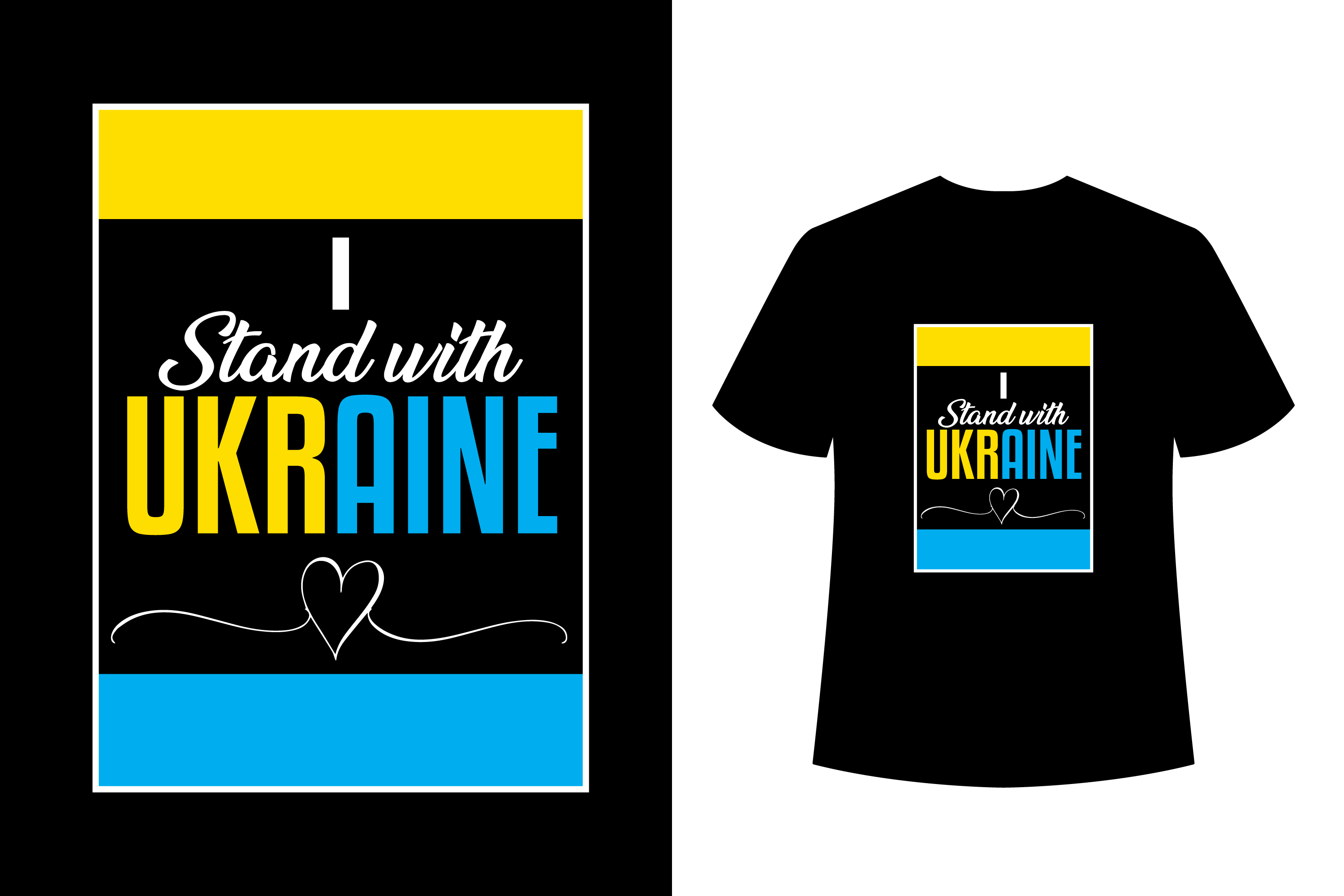 i stand with ukraine beautiful typography t shirt with the flag of ukraine
