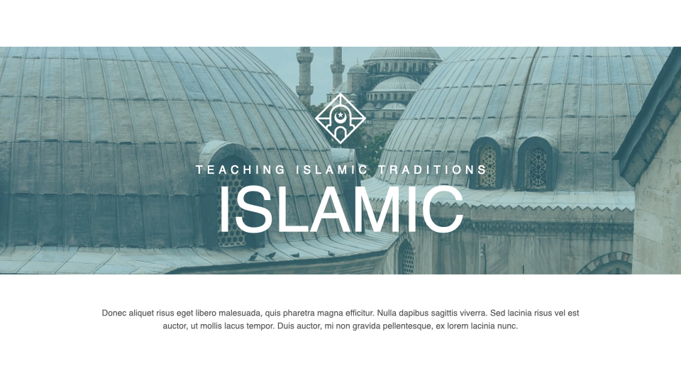 Minimalist template design with horizontal mosque image and text.