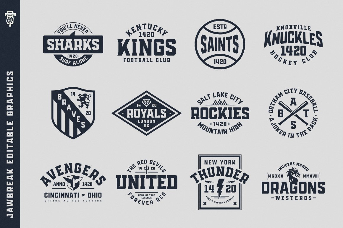 Vintage logos in the different shapes.