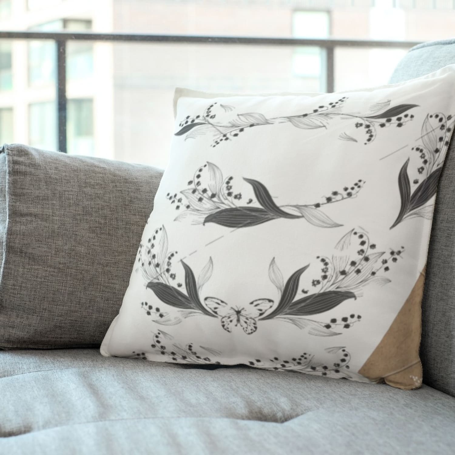 Pillow with beautiful lilies.