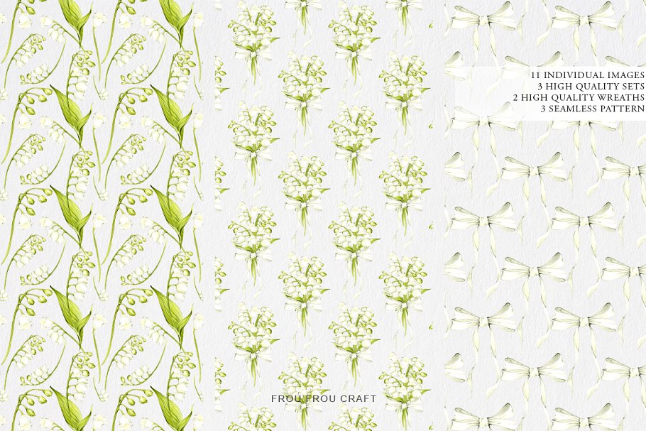 Lily Of The Valley Clip Art watercolor patterns collection.