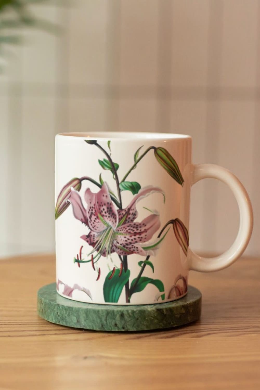 Cup with beautiful floral elements.