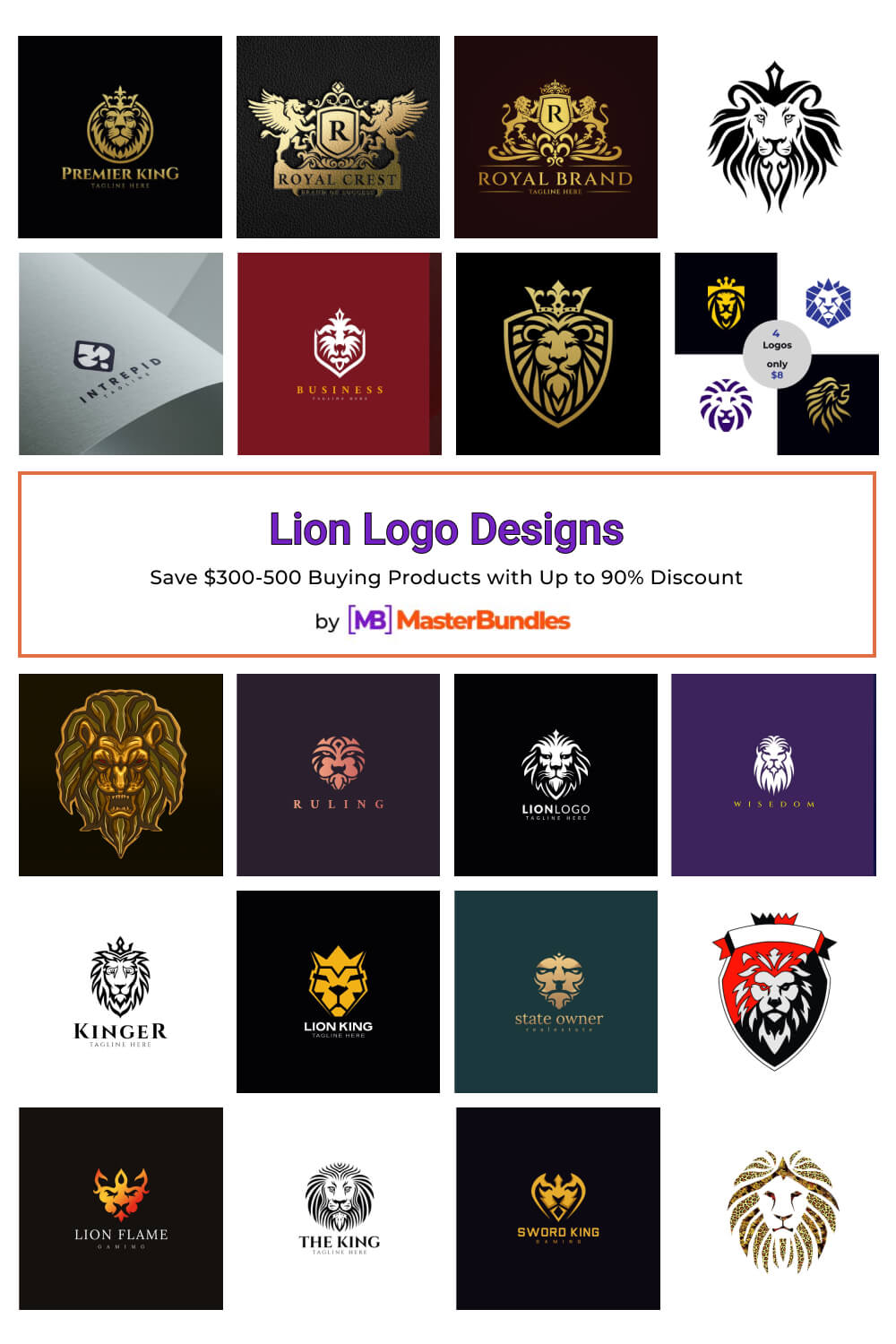 lion logo designs pinterest image.