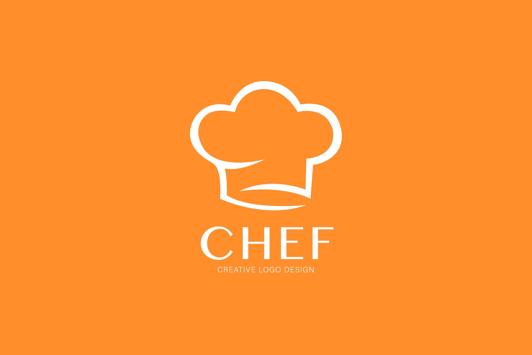 White logo for food business on the orange background.