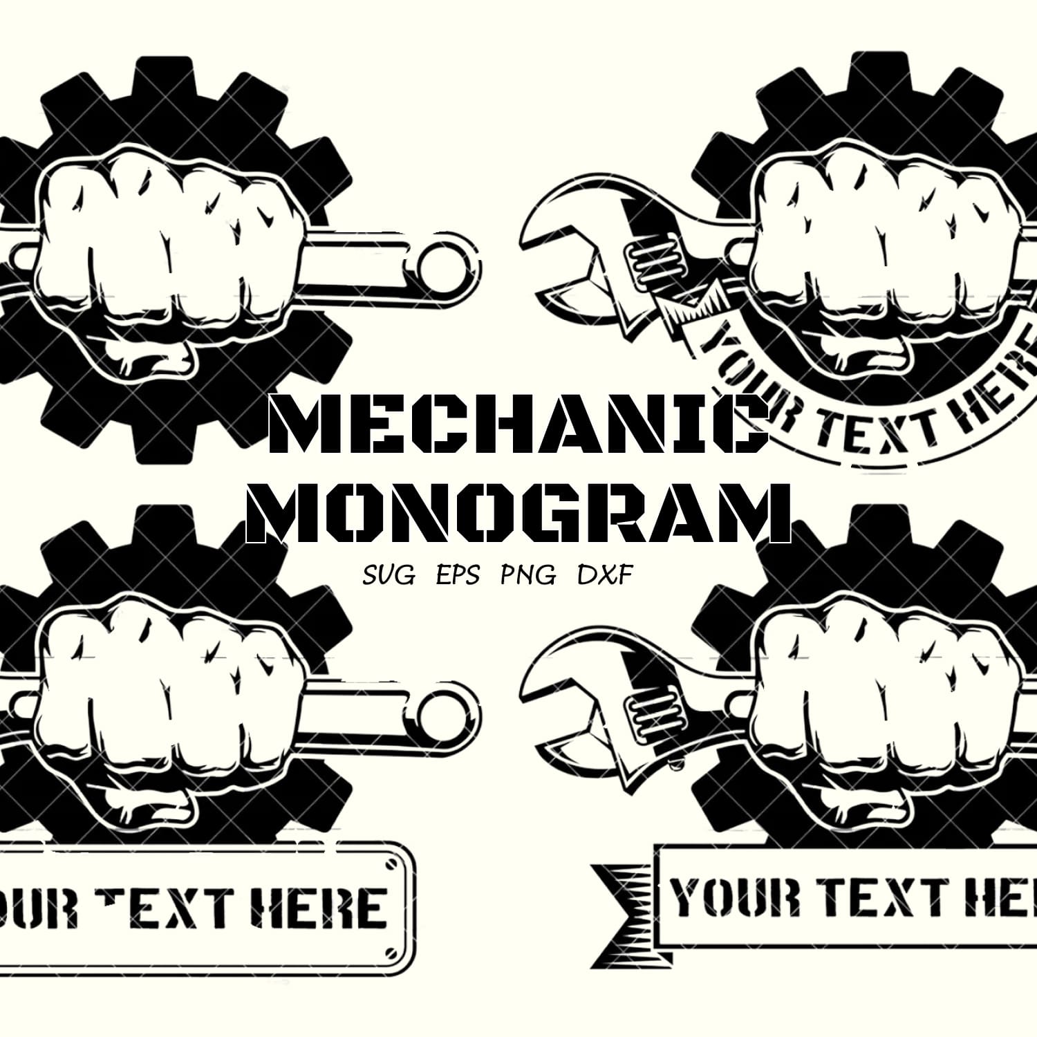 Mechanic Monogram Svg picture preview.