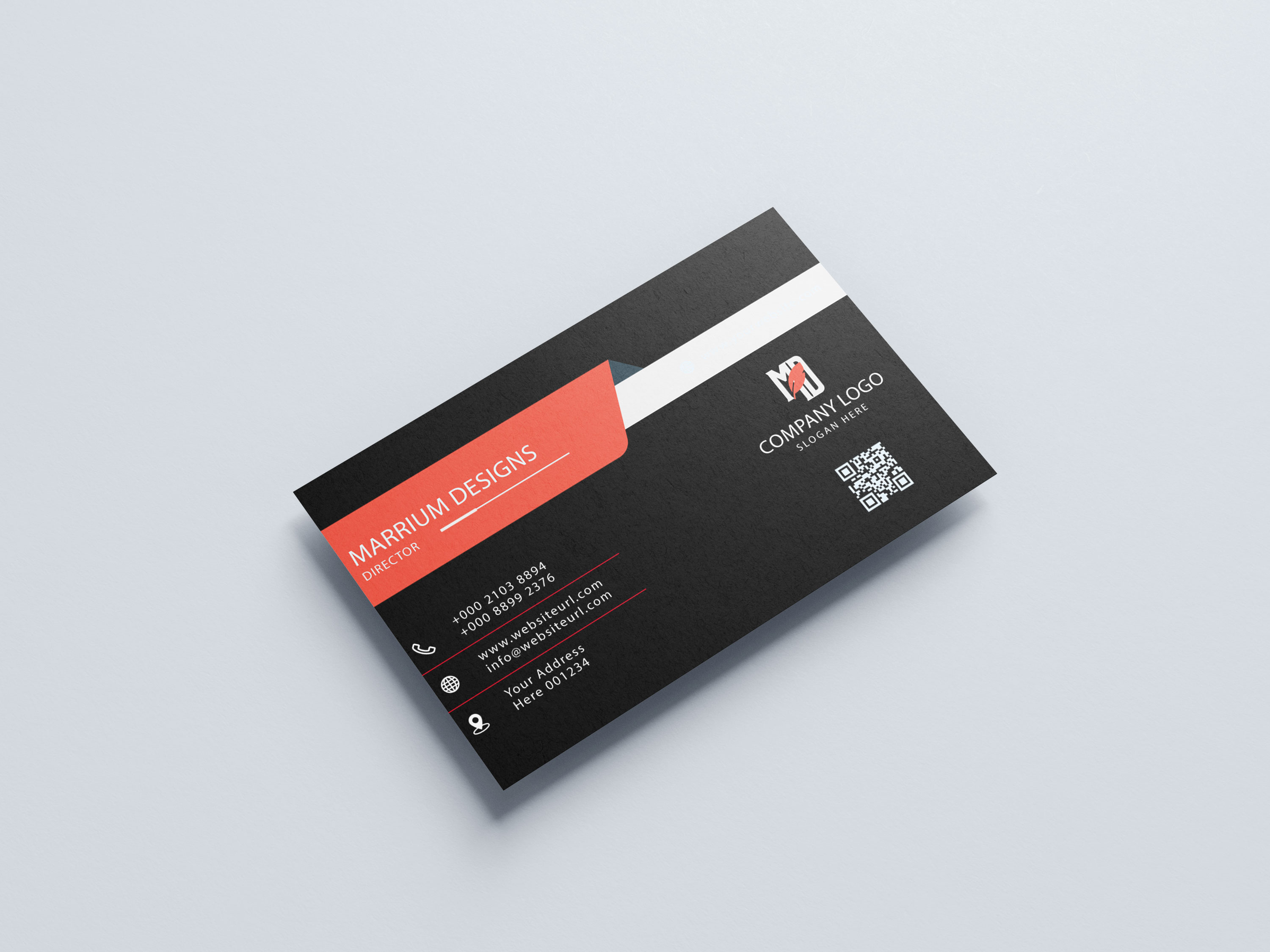 minimal business card design mockup side