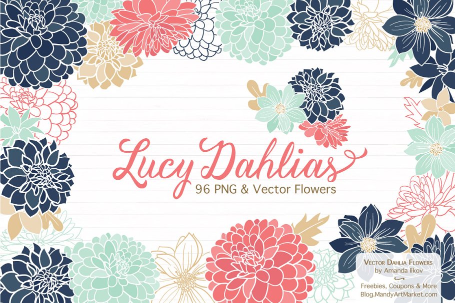 Cover image of Modern Dahlia Clipart & Vectors.