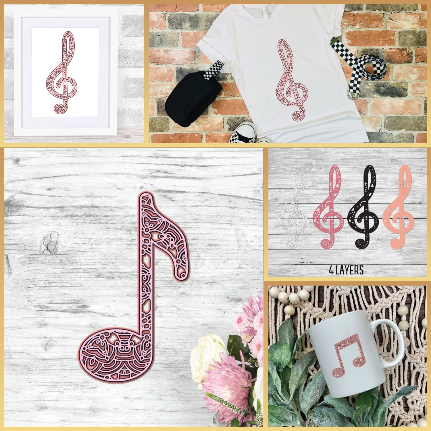 Music SVG Bundle | 3d Layered Music Notes SVG | Treble Clef cover.