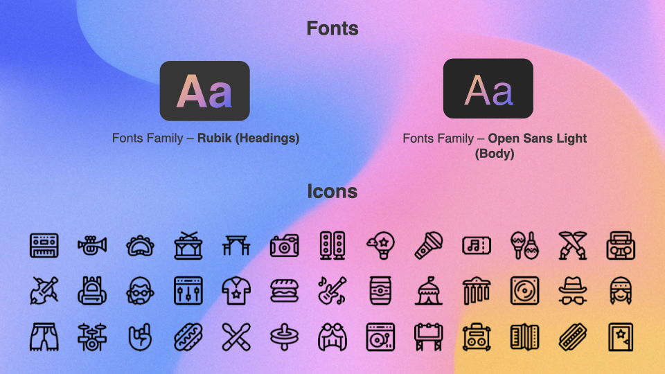 The template will include custom fonts and icons.