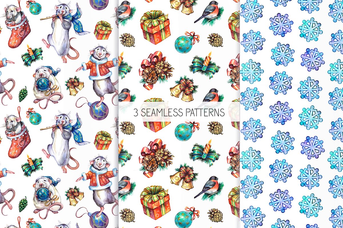 This set includes 3 seamless patterns.