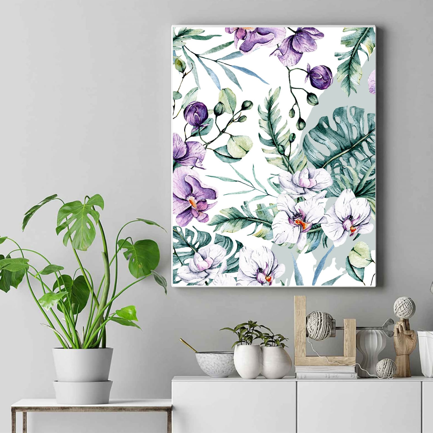 Floral tropical illustrations hand painting.