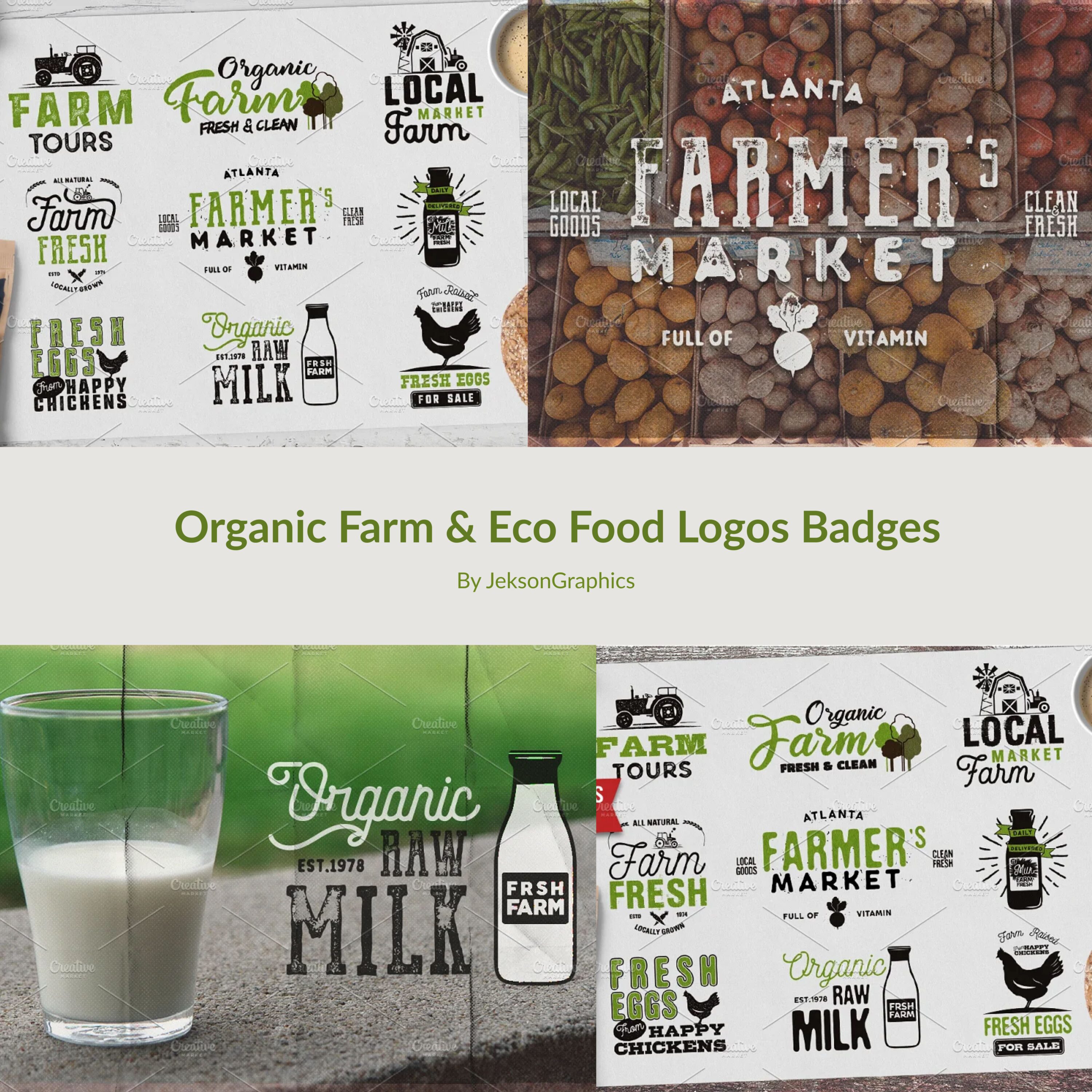 Organic Farm & Eco Food Logos Badges.