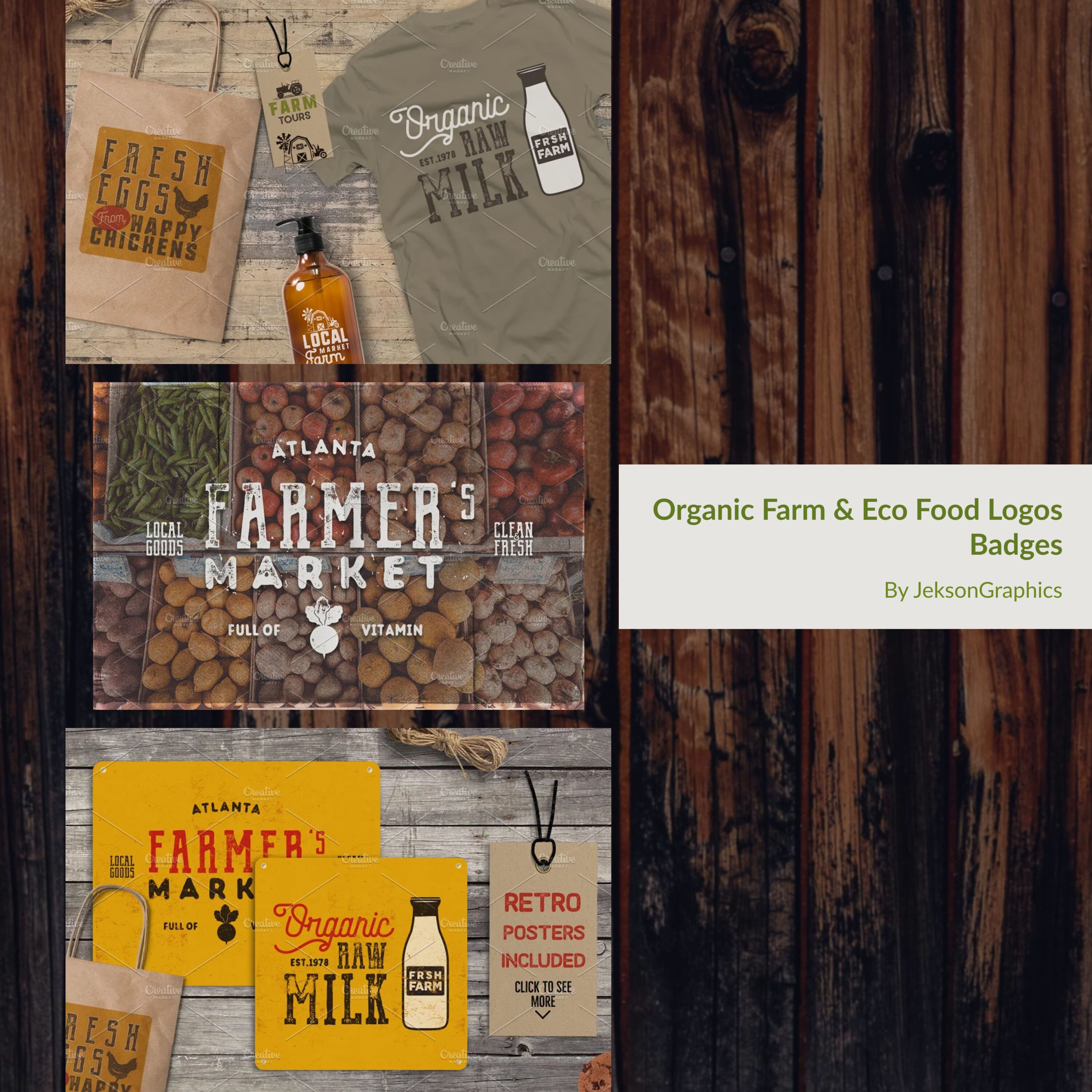 Organic Farm & Eco Food Logos Badges cover.