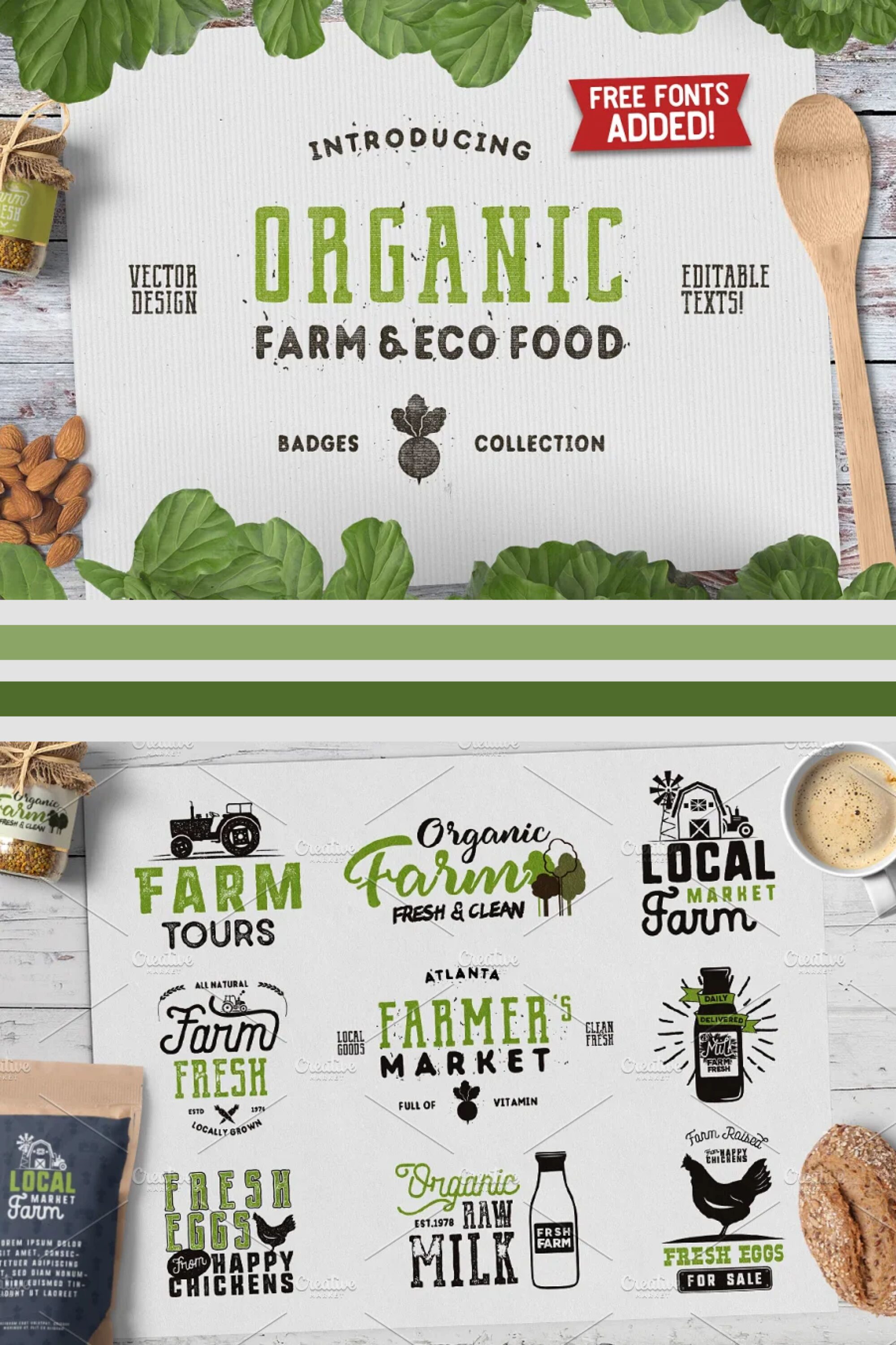 organic farm eco food logos badges 04