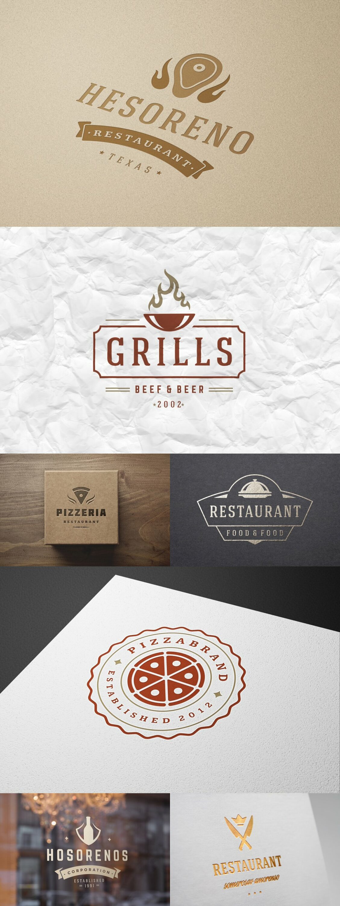 Premium food logos in different styles.