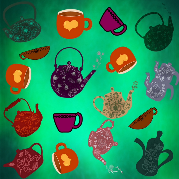 Hand Drawn Vector Teapots with Herbal Tea previews.