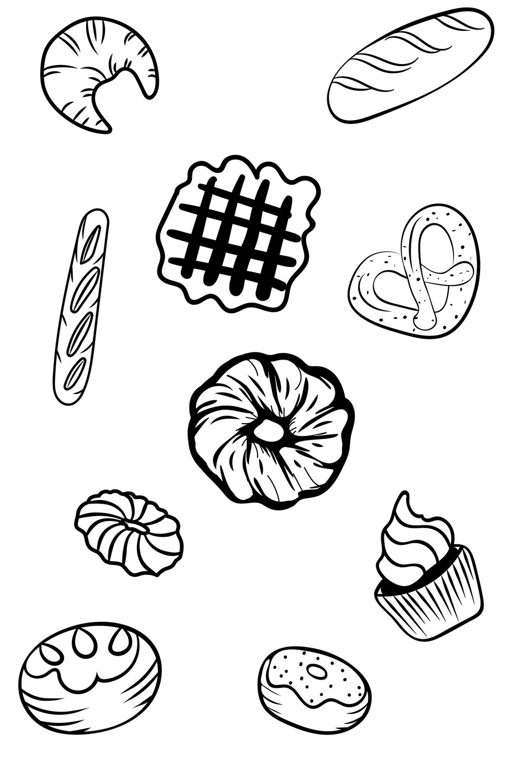 pinterest Bakery Outline Icons.