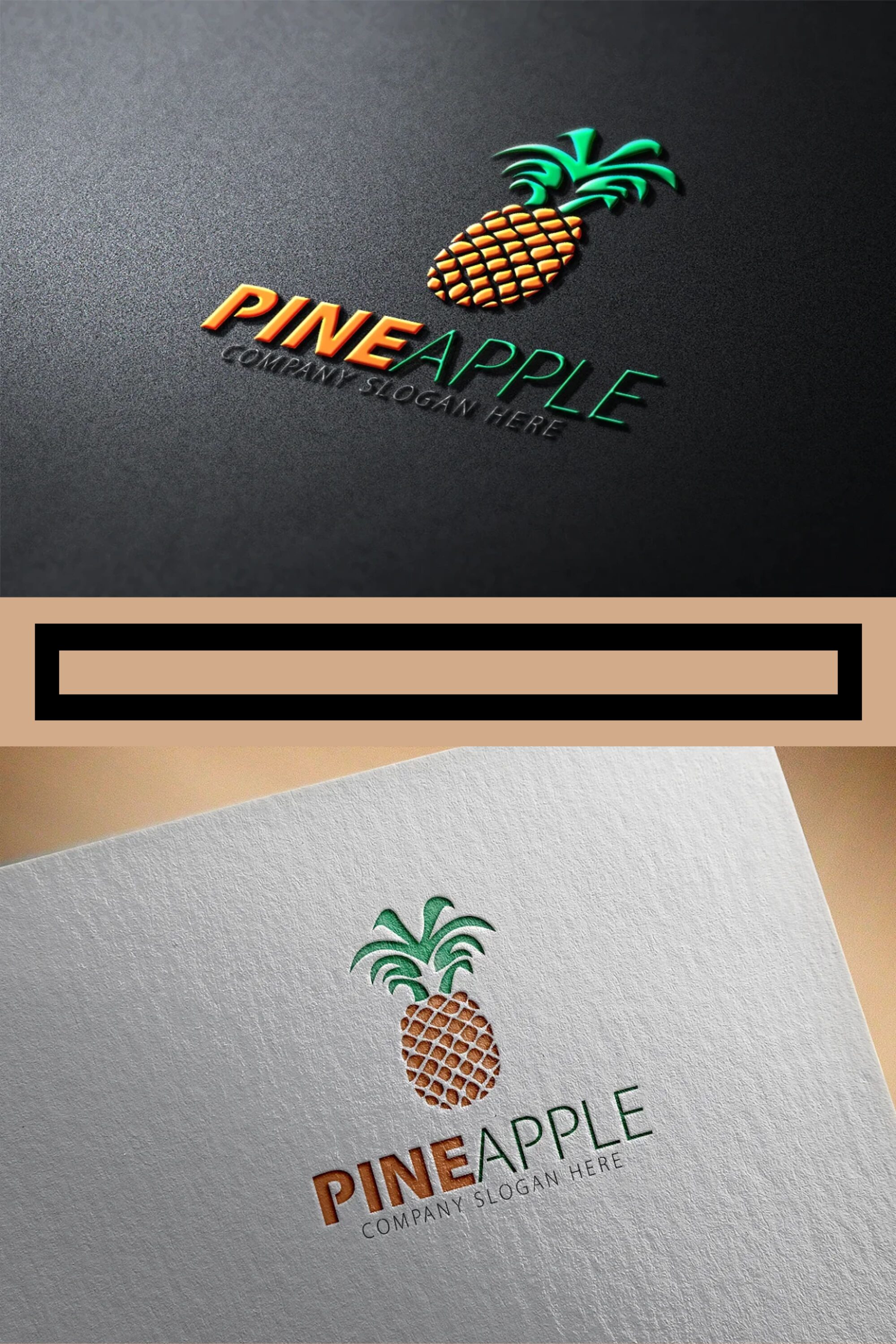 Pineapple logo on the different textures.