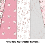 Pink Rose Watercolor Patterns.