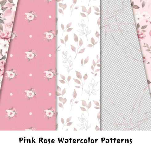 Pink Rose Watercolor Patterns.