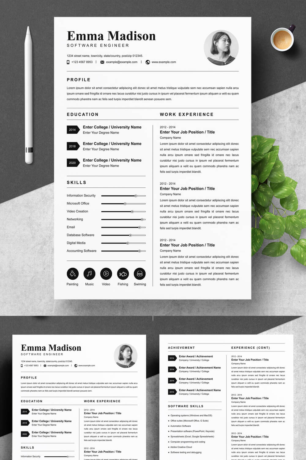 Professional resume template with a clean and modern design.