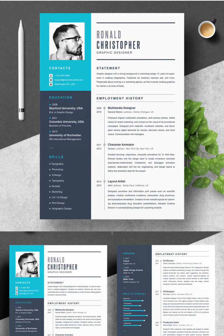 Graphic Designer Resume Template | Freelance Artist Resume CV ...