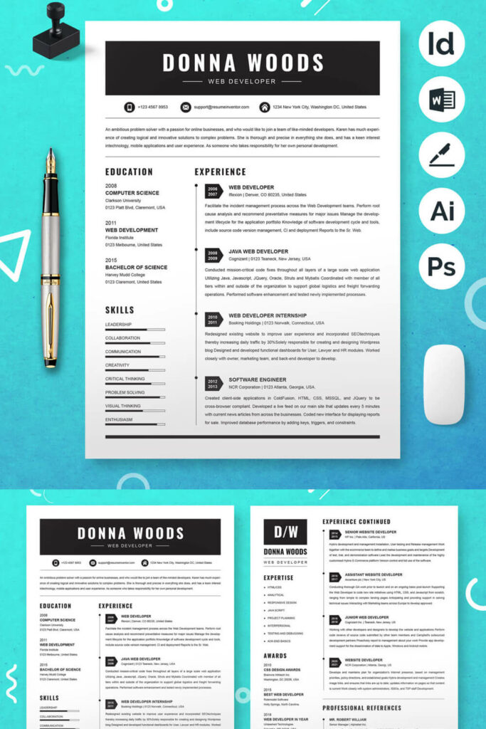 Web Developer Resume Template | Web Developer Resume Design - MasterBundles