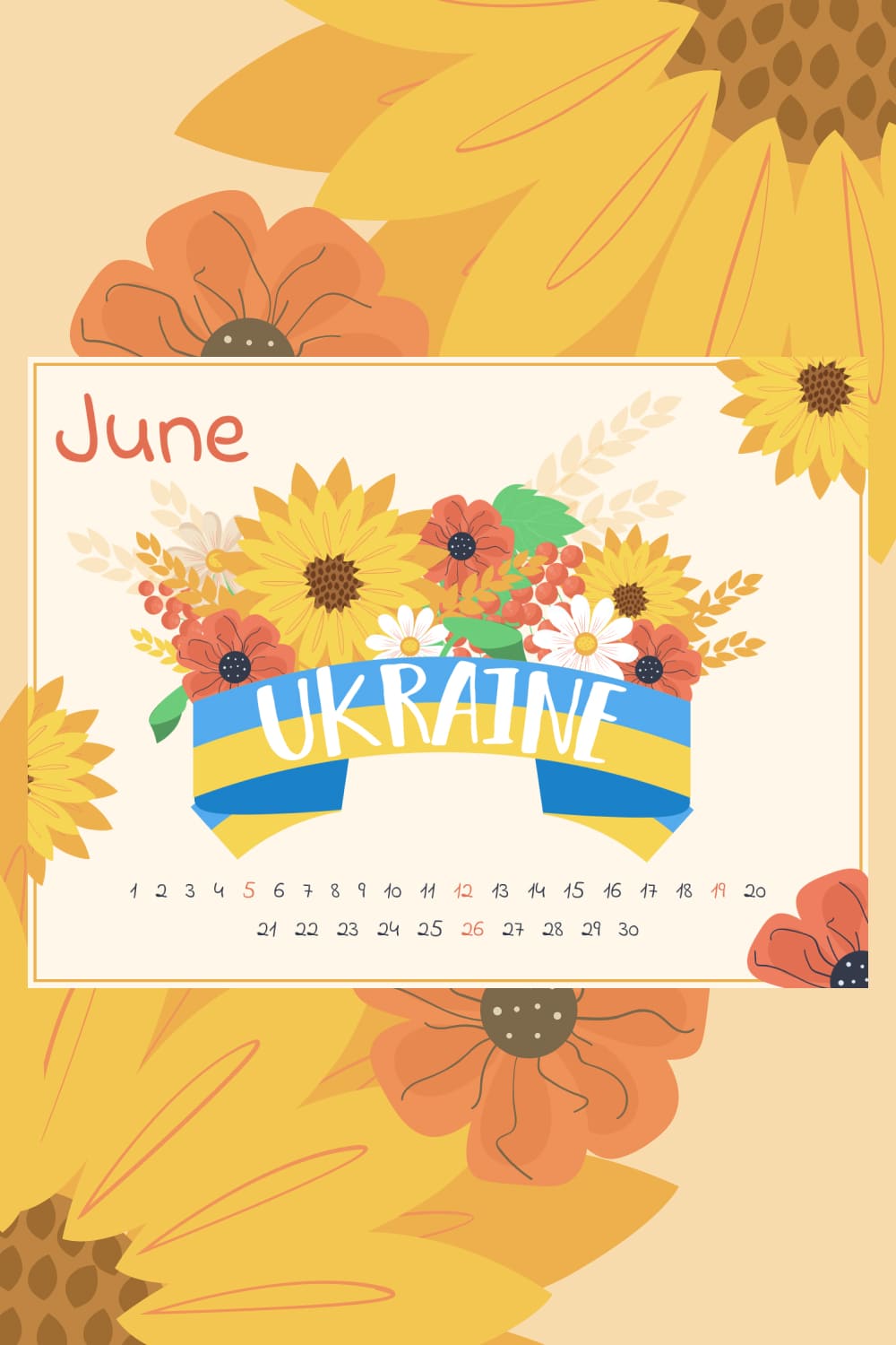 Colorful calendar with Ukraine flag.