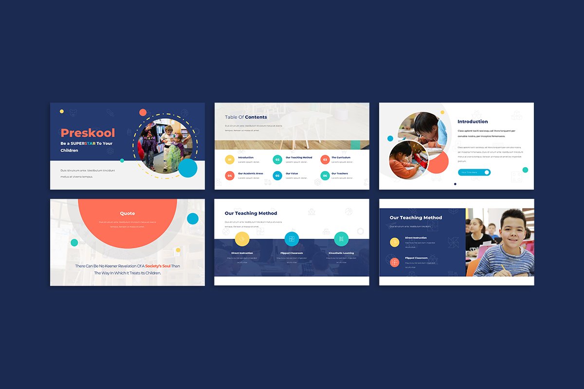 The Preskool Presentation Template is a colorful and fun presentation.