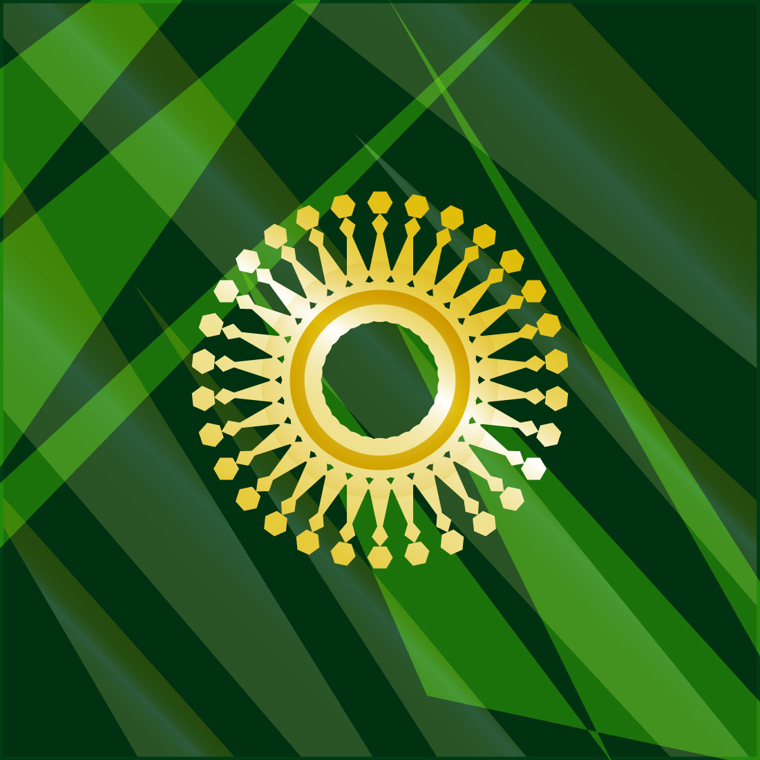 12 Gold Circle Icon or Label green background.