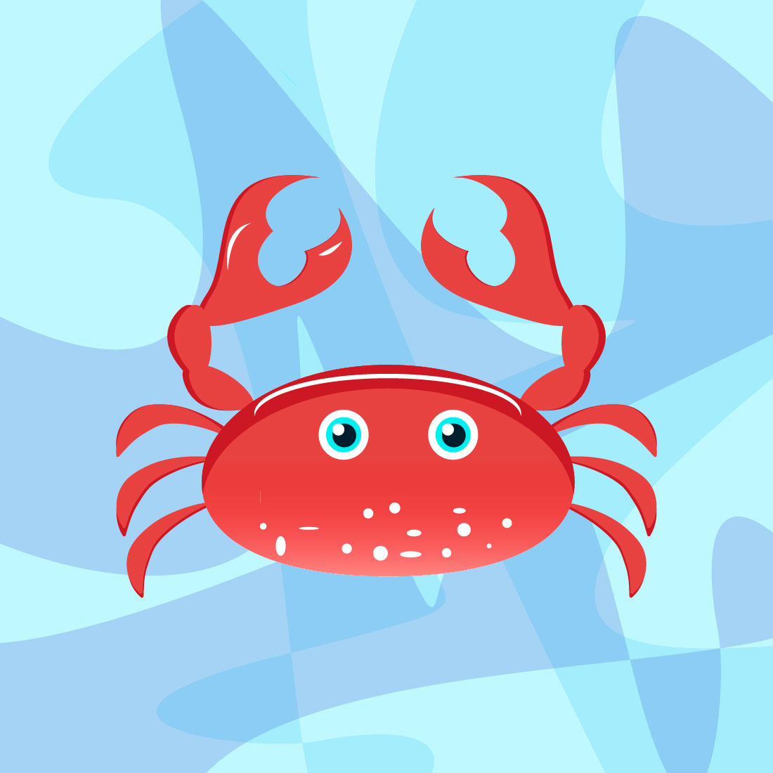 4 Sea Animals Cartoon Characters crab.
