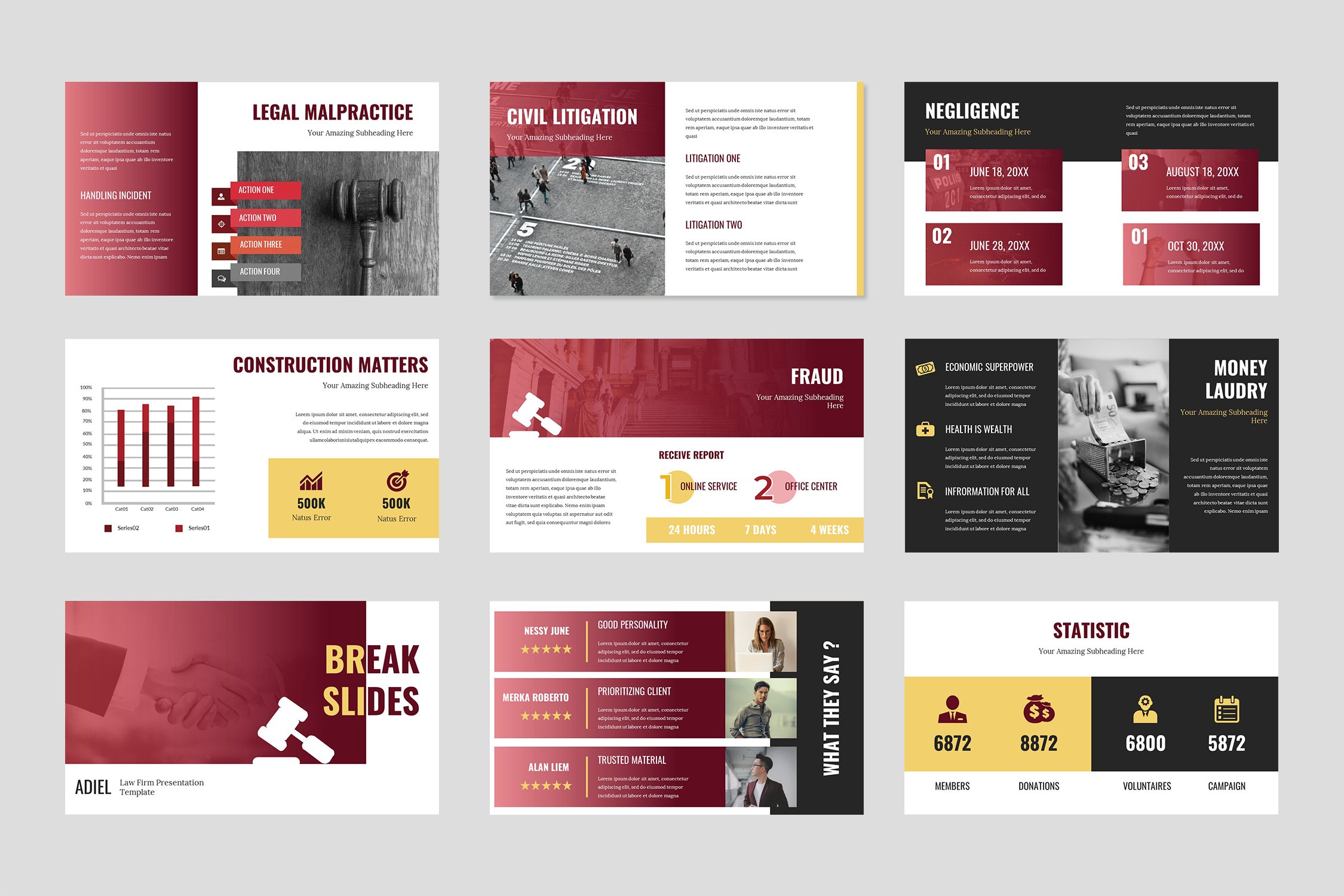 Red and yellow template with cool infographics.