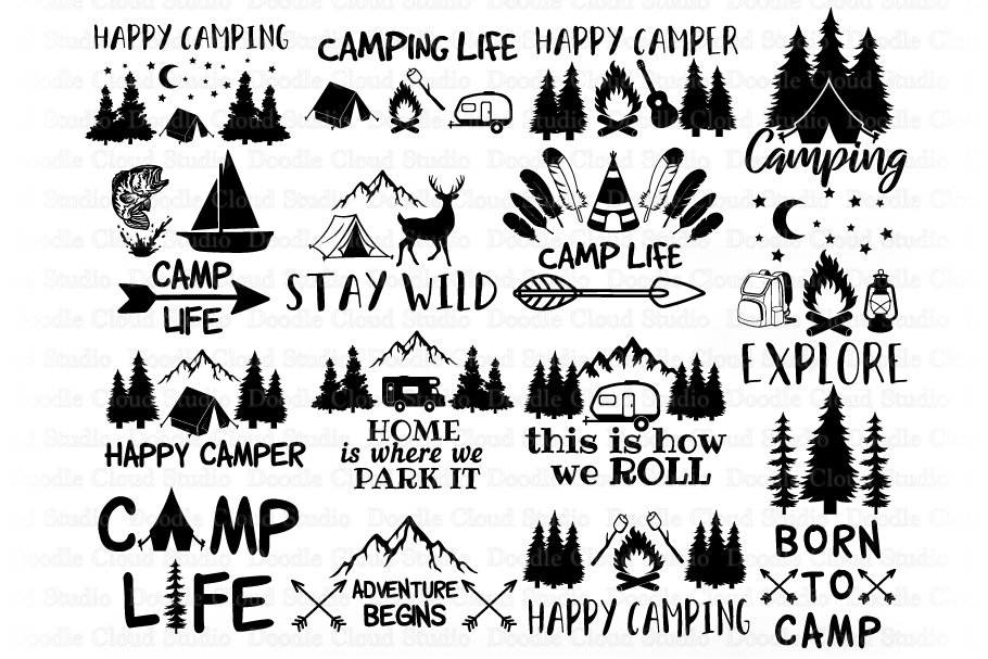 Cover image of Camping SVG Bundle, Happy Camper.