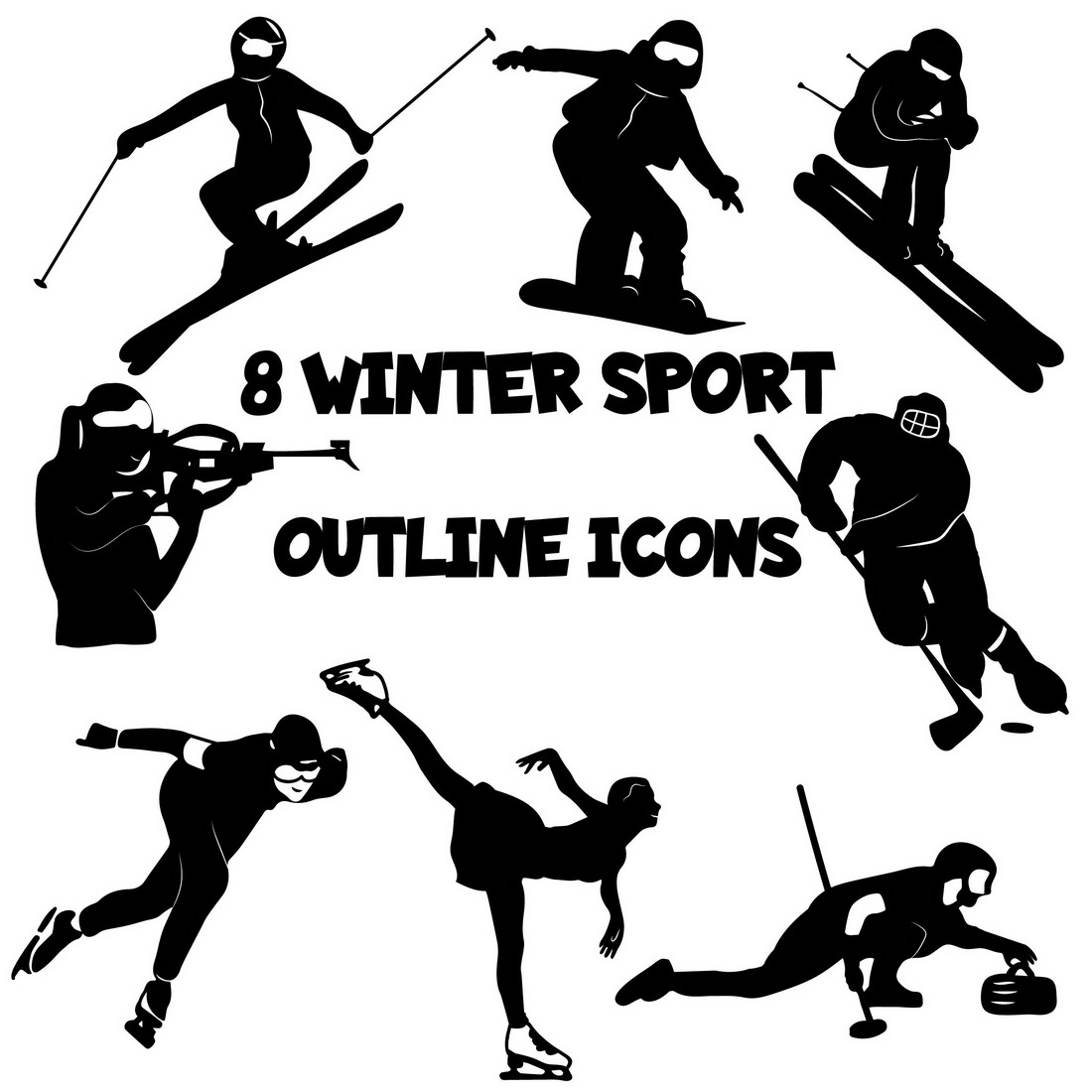 Winter Sport Outline Icons cover image.