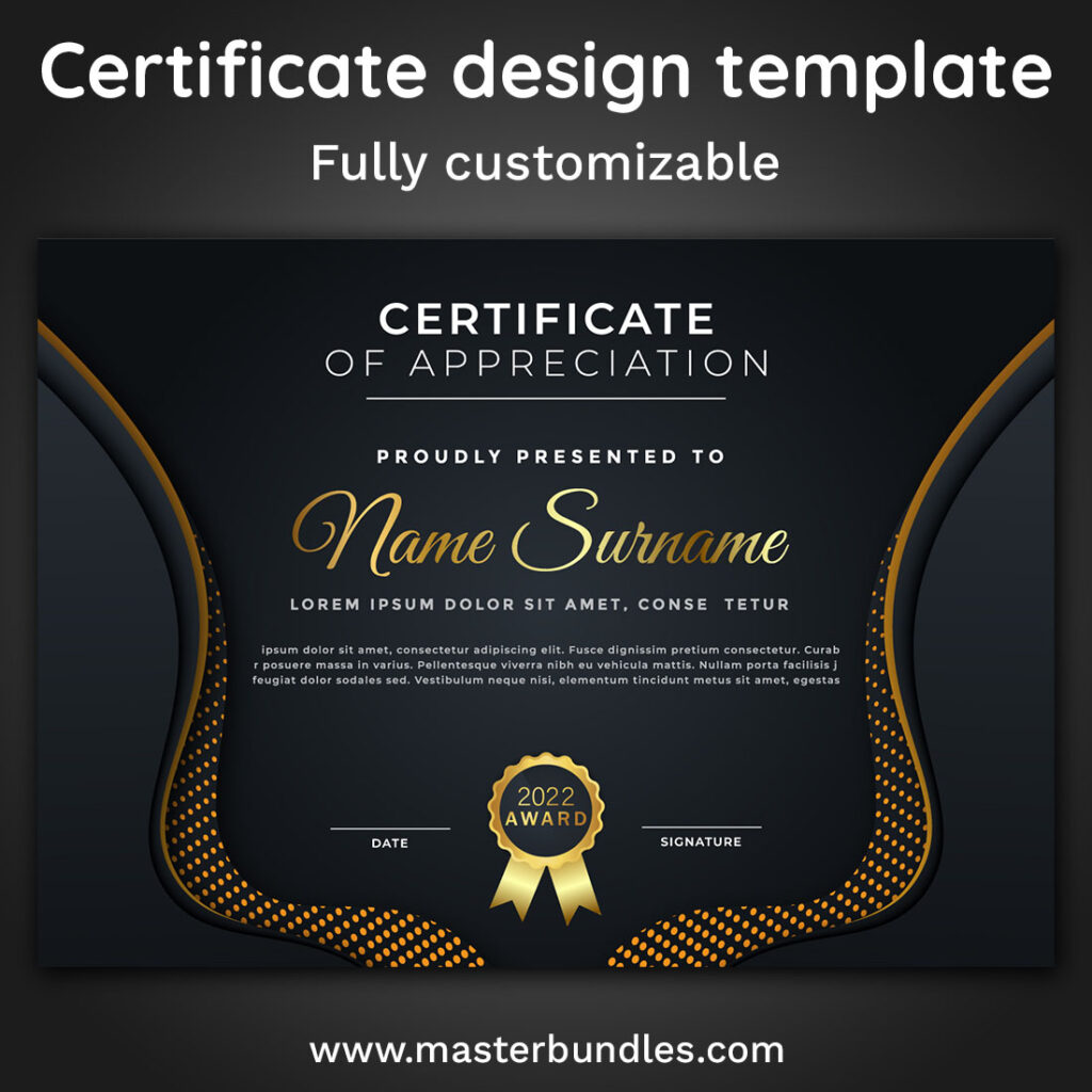 Stylish dark certificate design template - MasterBundles