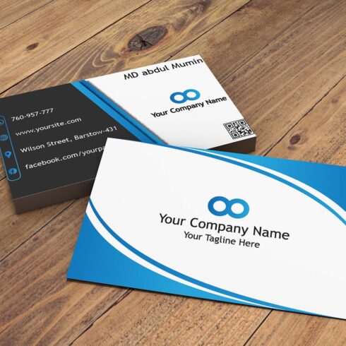 Blue modern outstanding business card design template - MasterBundles