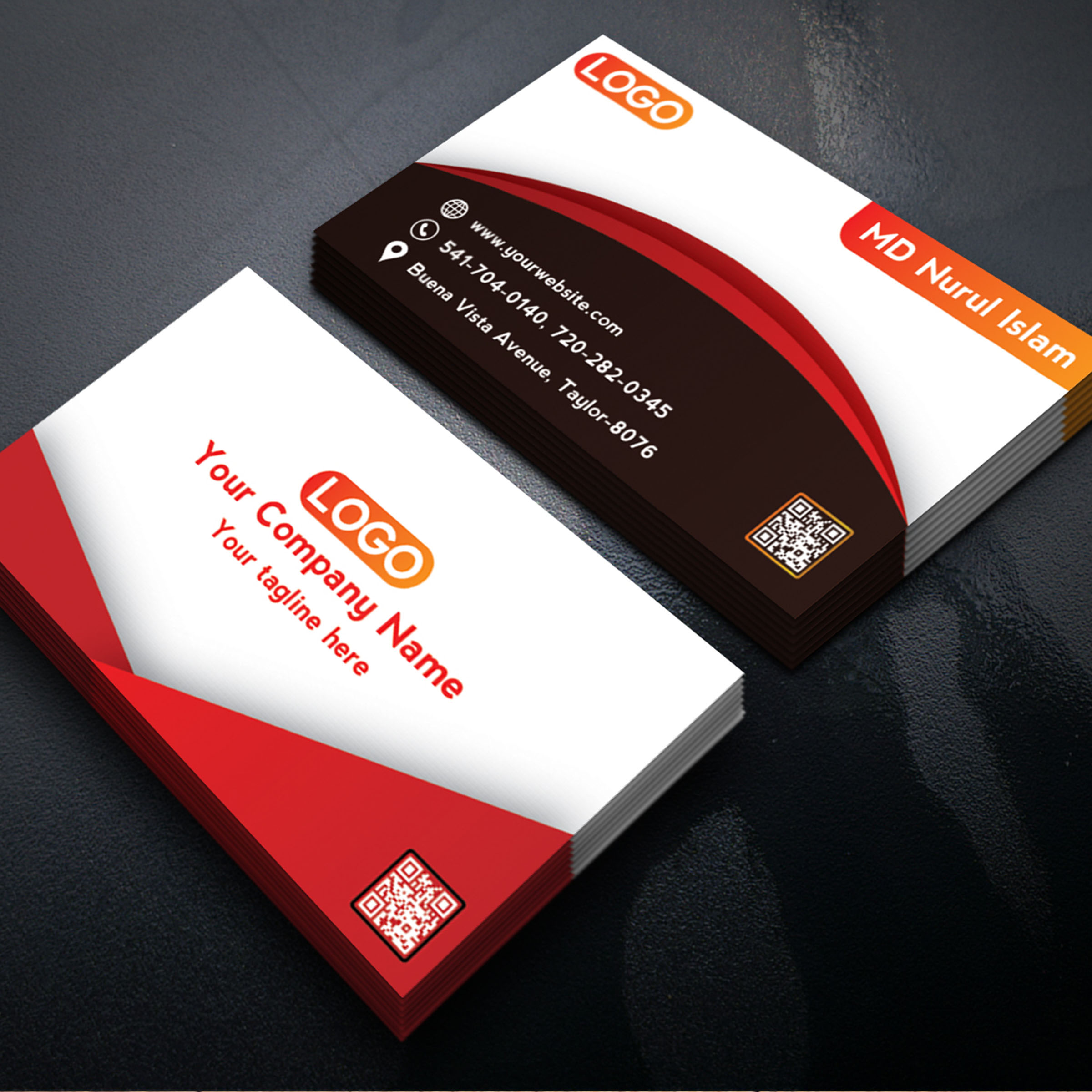 Orange Eye Catchy Outstanding Modern Business Card Design preview image.