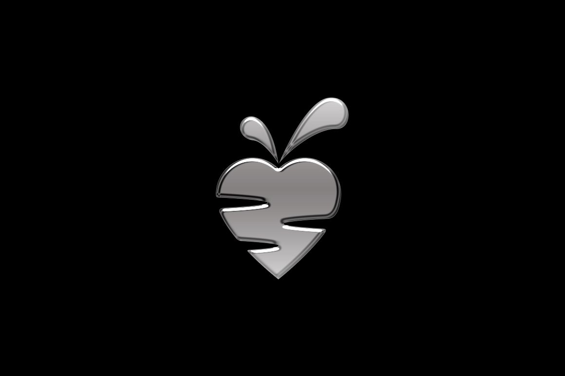 Black background with a silver heart carrot logo.