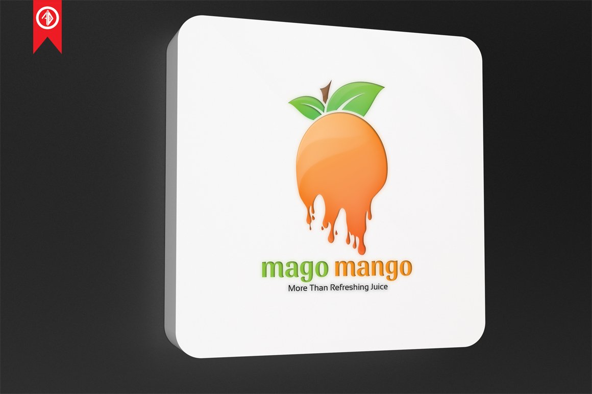 White background with bright mango logo.