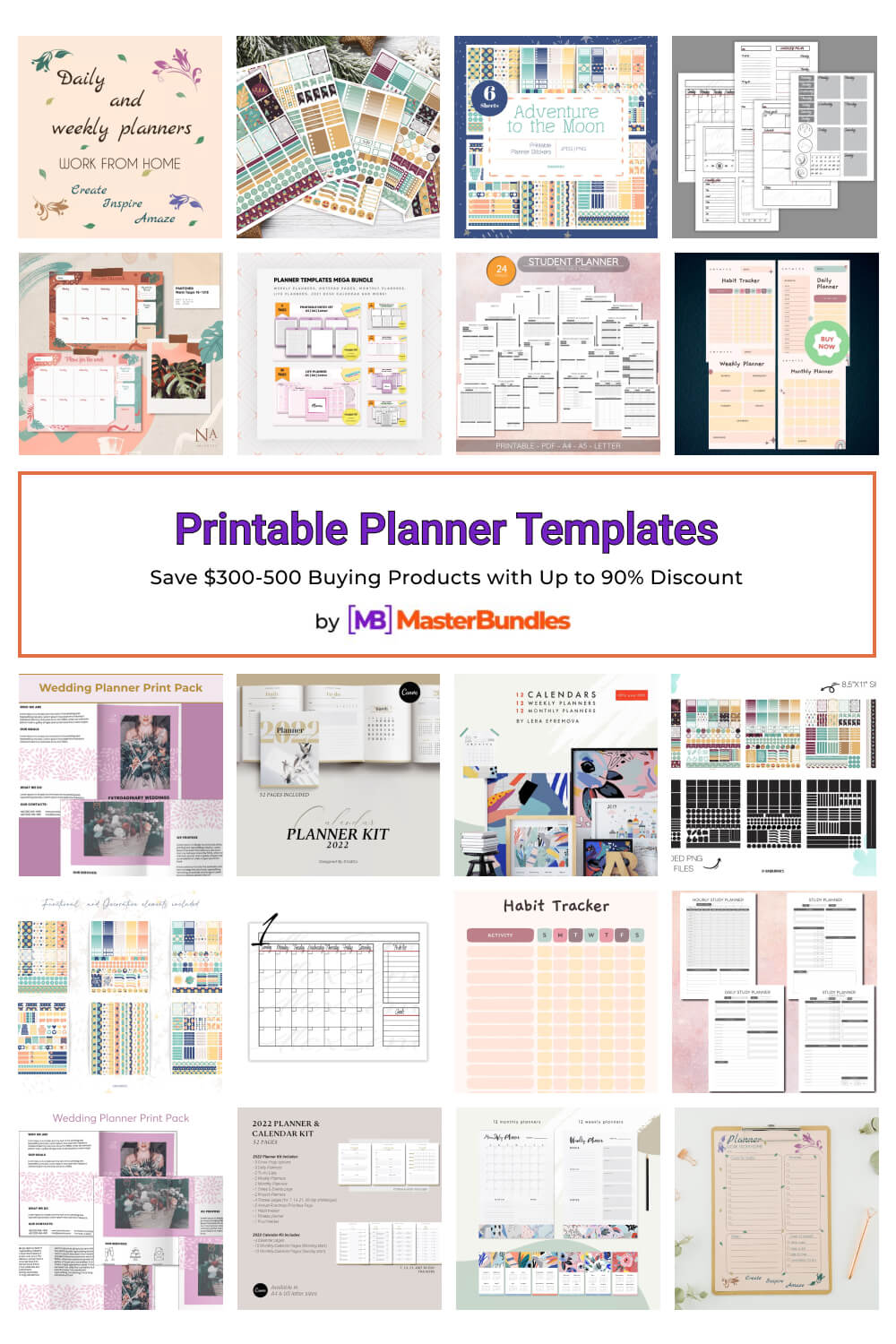 printable planner templates pinterest image.