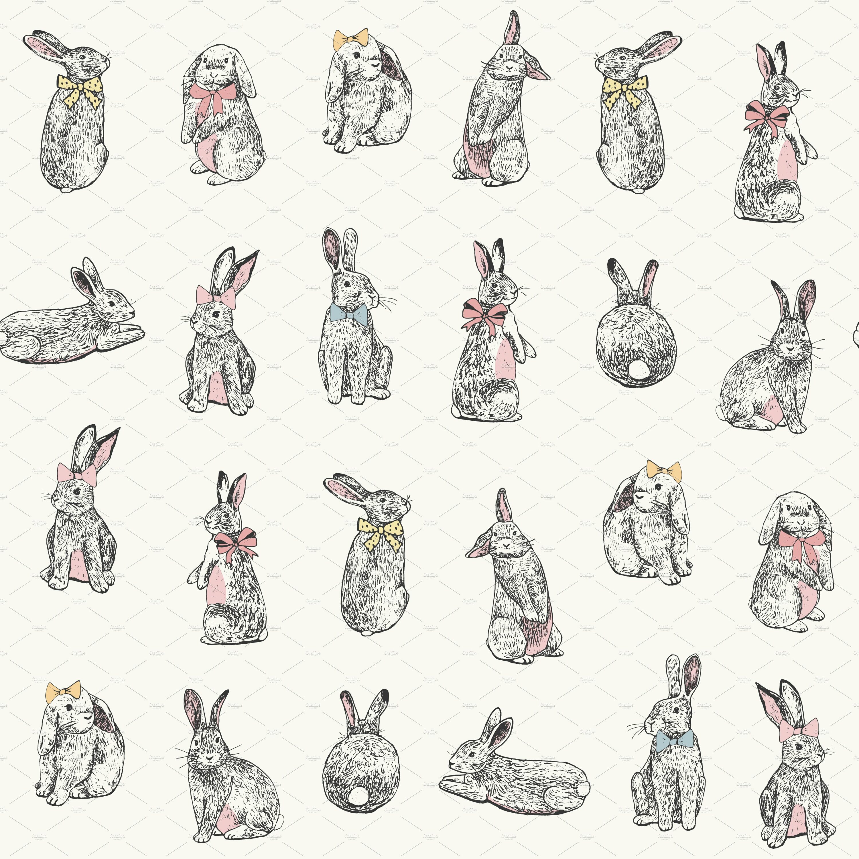 Festive rabbits in the different mood.